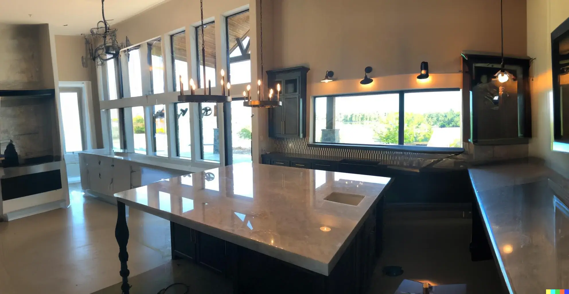 Remodelacion de isla de cocina con marmol, cortada e instalada por DLuxe Stone SLP